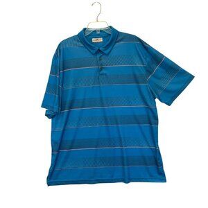 Grand Slam Performance Men's 3-Button Striped Golf Polo Shirt Size XXL in Blue